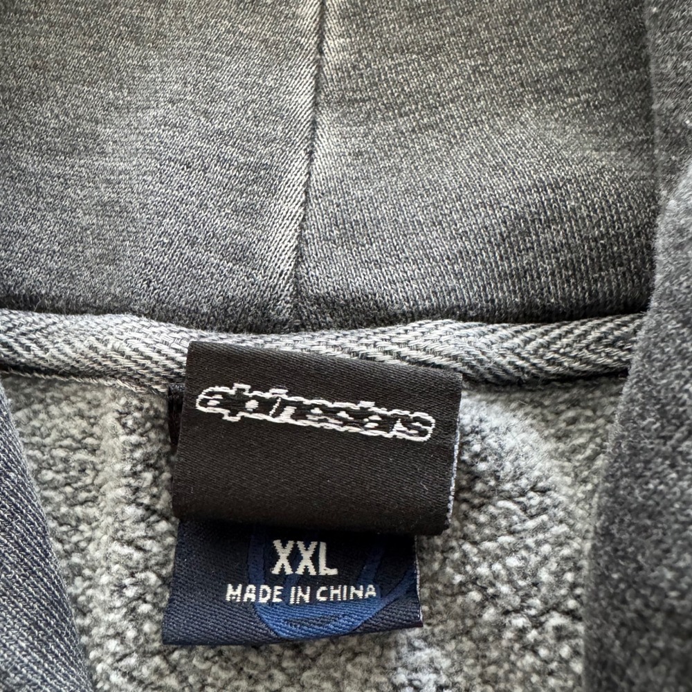 Alpinestars Vintage Hoodie XXL Gray Distressed Moto Gothic Logo Pullover - Picture 4 of 9